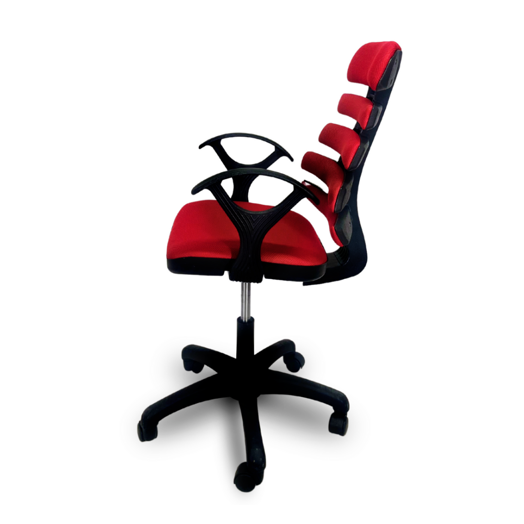 Çıtalı Sekreter Kırmızı Ofis Çalışma Sandalyesi & Koltuğu