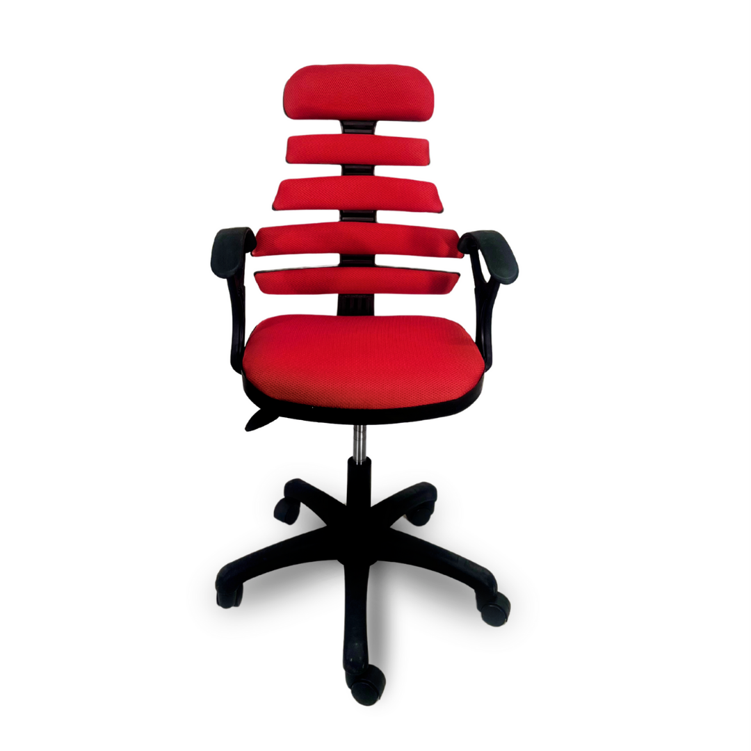 Çıtalı Sekreter Kırmızı Ofis Çalışma Sandalyesi & Koltuğu
